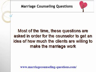 Marriage Counseling Questions That You Should Prepare For