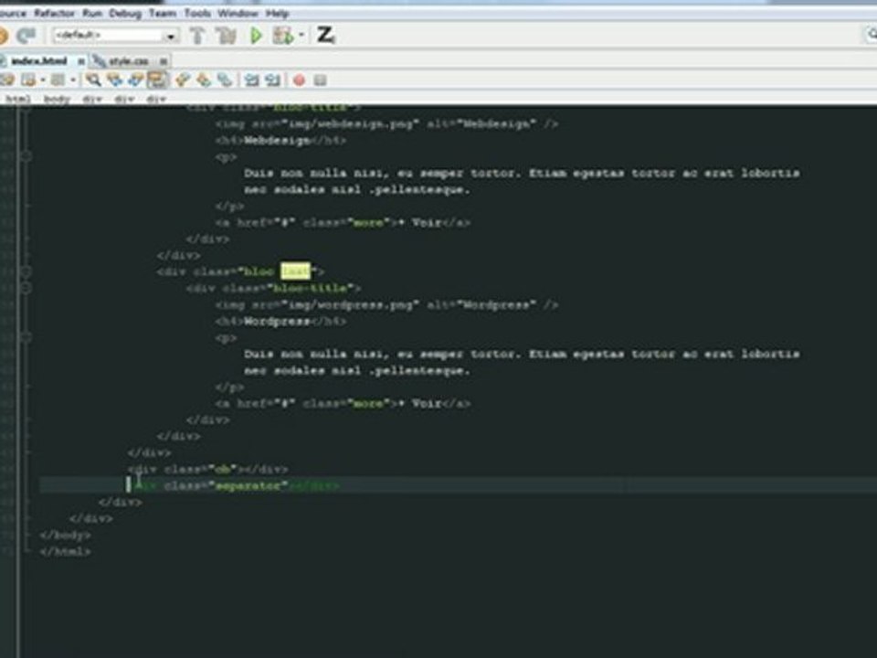 Intégrer une maquette HTML/CSS/JQUERY (orientée Portfolio )