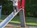 Rollerblade faceplant on slide