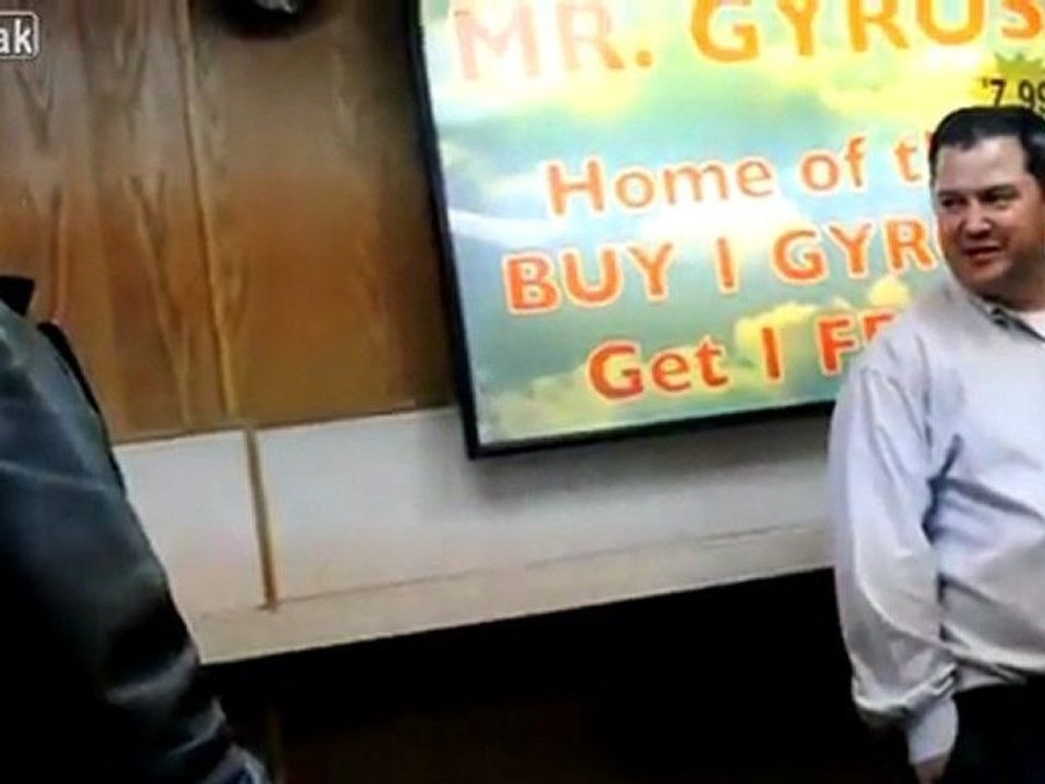 Douchey bastard acting up in a gyro shop