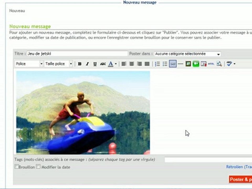 Insérer code HTML jeu dans canalblog