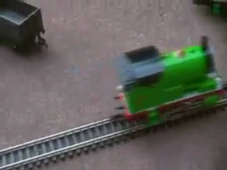 Bachmann and Hornby Percy runs on a layout in the garden