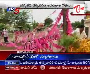 TDP Personals angry on TRS @ Illendu - on TRS flags tagged to NTR statue