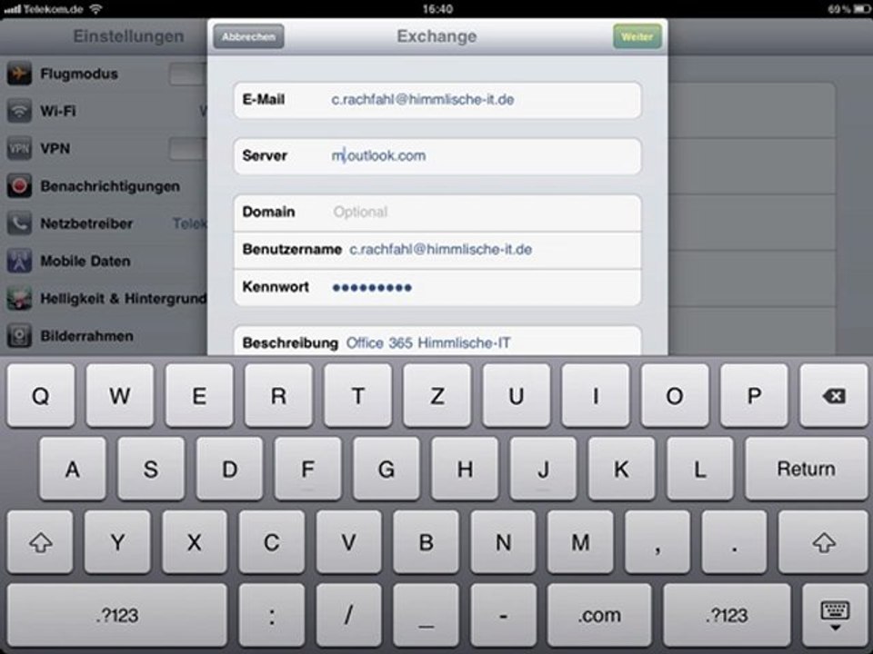 Office 365 - Das iPad an Exchange Online abinden