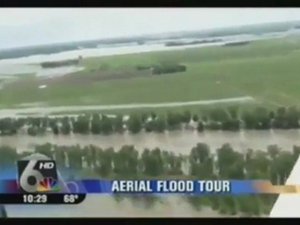 Aerial Footage of Ft Calhoun Nuke Plant Flooding No Fly Zone Enforced innondation et accident à la centrale nucléaire de Cahloun USA Nebraska