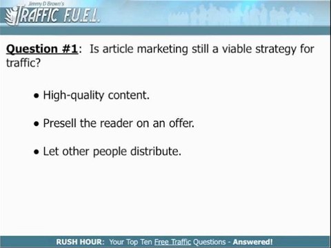 Free Website Traffic Generation Methods for 2011 - Part 1