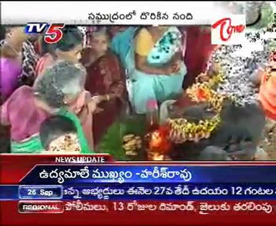 A Nandiswara Stone Idol Found @ Bhimili Beach,Villagers Very happy  in Poojas