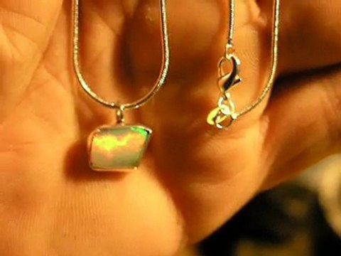 sterling Ethiopia opal necklace red fire