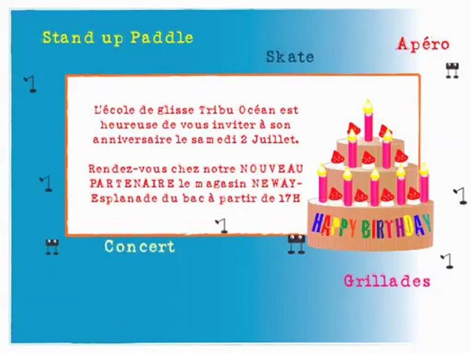 Invitation anniversaire Tribu Océan