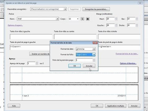 Acrobat X : En-têtes et pieds de page