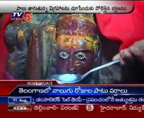 Goddess statues drink milk