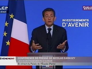 Conférence de presse de Nicolas Sarkozy - Les investissements politiques