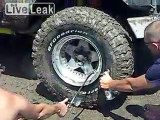 Versuch, Reifen auf einer Felge montiert Fail