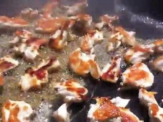 Deglacage de Bréchets de poulets de Bresse à la plancha accompagnés d'aubergines