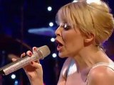 Kylie Minogue performs come on strong