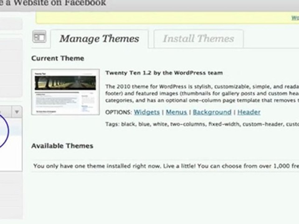 Create a Website on Facebook Part 6 - Install our WP Theme