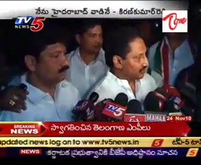 AP's New CM sri Kirankumar Reddy talking to Media
