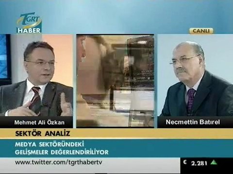 Ajans Press Yönetim Kurulu Başkanı Sayın Mehmet Ali Özkan Bey, TGRT Haber Tv'de canlı olarak yayınlanan Sektör Analiz programına konuk oldu. 20.06.2011