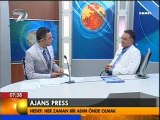 Ajans Press Yönetim Kurulu Başkanı Mehmet Ali Özkan, Kanal 7'de canlı olarak yayınlanan Sabah programına konuk oldu. 21.06.2011