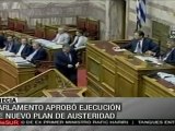 Parlamento griego aprueba ejecución de plan de austeridad