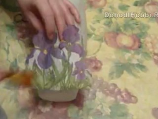 Декупаж на стекле. Декор вазы