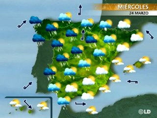 El tiempo en España: previsión para el miércoles 24 de marzo