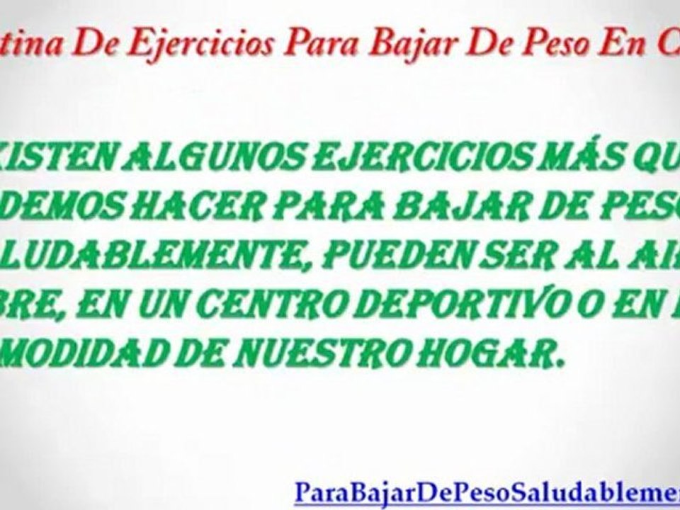 Rutina De Ejercicios Para Bajar De Peso En Casa