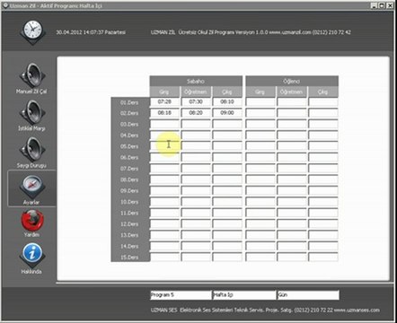UZMAN ZİL Ücretsiz Okul Zil Programı