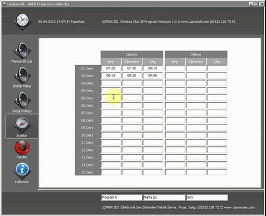 UZMAN ZİL Ücretsiz Okul Zil Programı