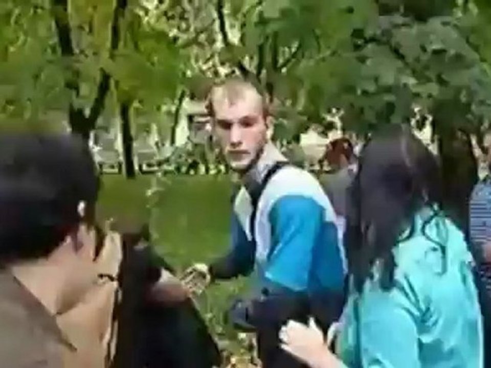 Woman beaten by Russian police officer