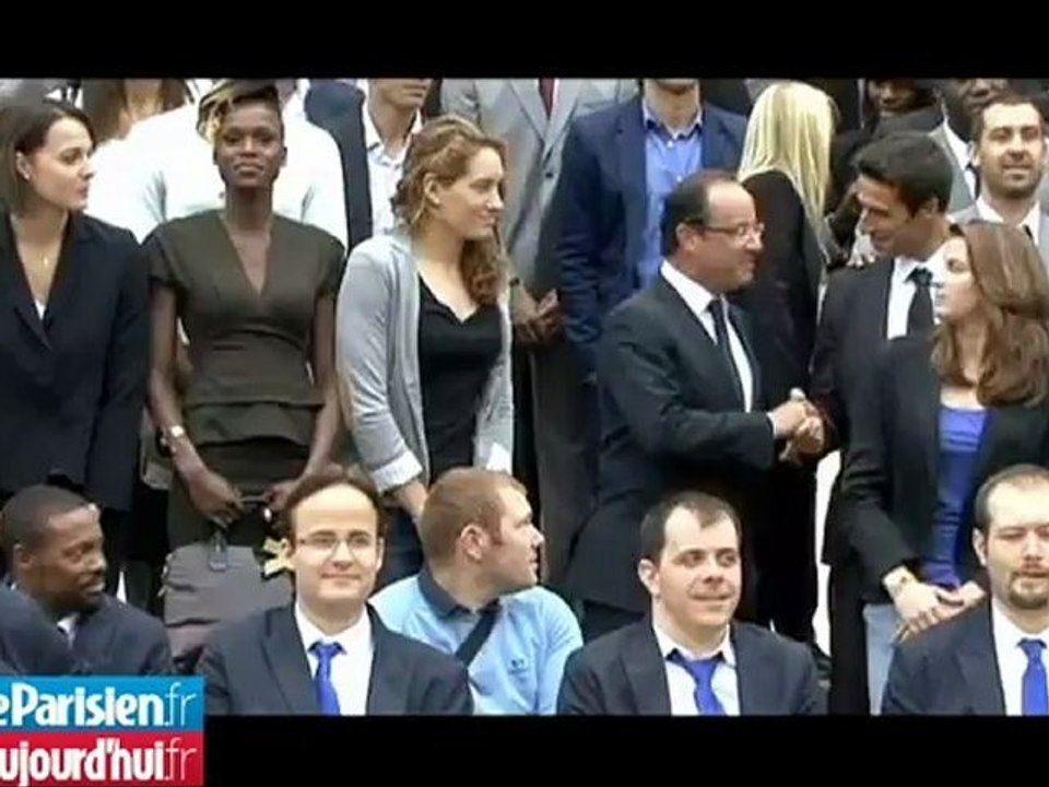 Photo de classe pour Teddy Riner et ses copains à l'Elysée