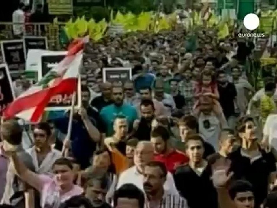 Le chef du Hezbollah au milieu de ses partisans pour...