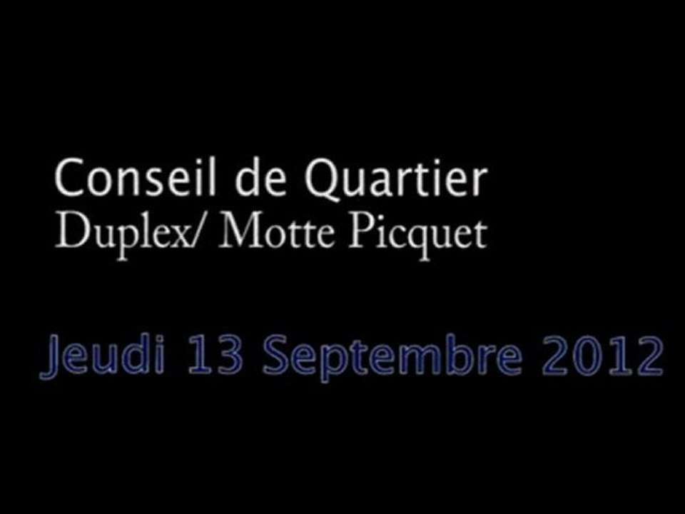 Conseil de quartier Dupleix/ Motte-Picquet du Jeudi 13 Septembre 2012