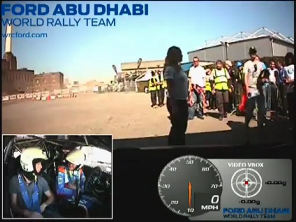 Mikko Hirvonen hammers CAR Magazine around Battersea power station in Ford Fiesta WRC (2011)