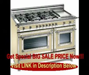 Télécharger la video: SPECIAL DISCOUNT H48 6G GGV CR Heritage Series 48 Traditional-Style Natural Gas Range 6 Burners 2.9 cu. ft. European Convection Oven 1.8 cu. ft. Auxiliary Oven Electric Griddle Storage Drawer: