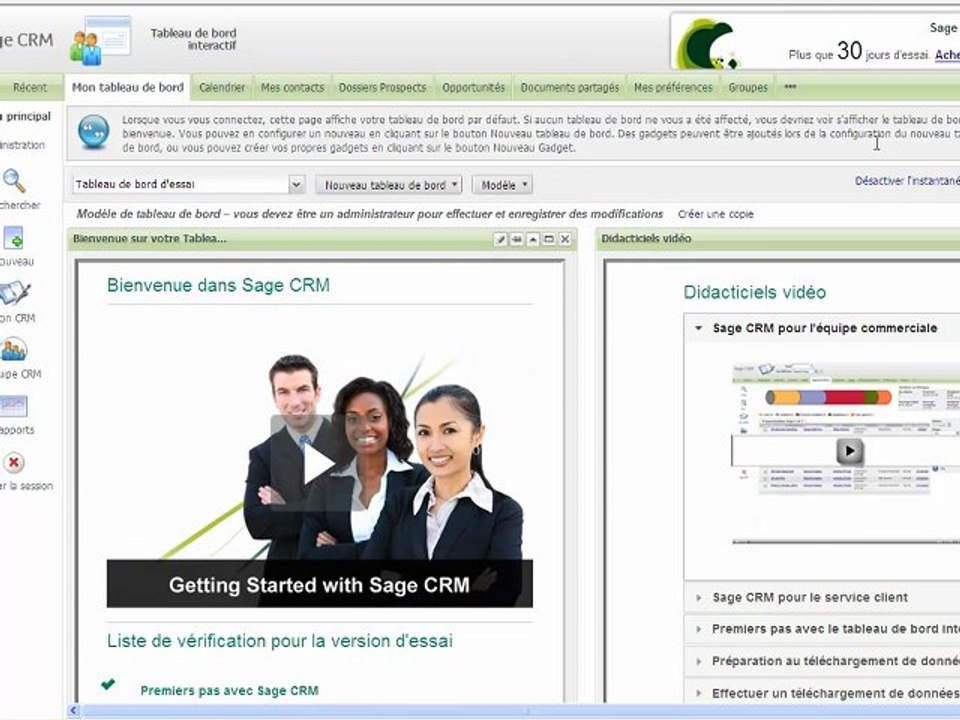 Comment ouvrir un compte d’essai 30 jours pour SageCRM.com ?
