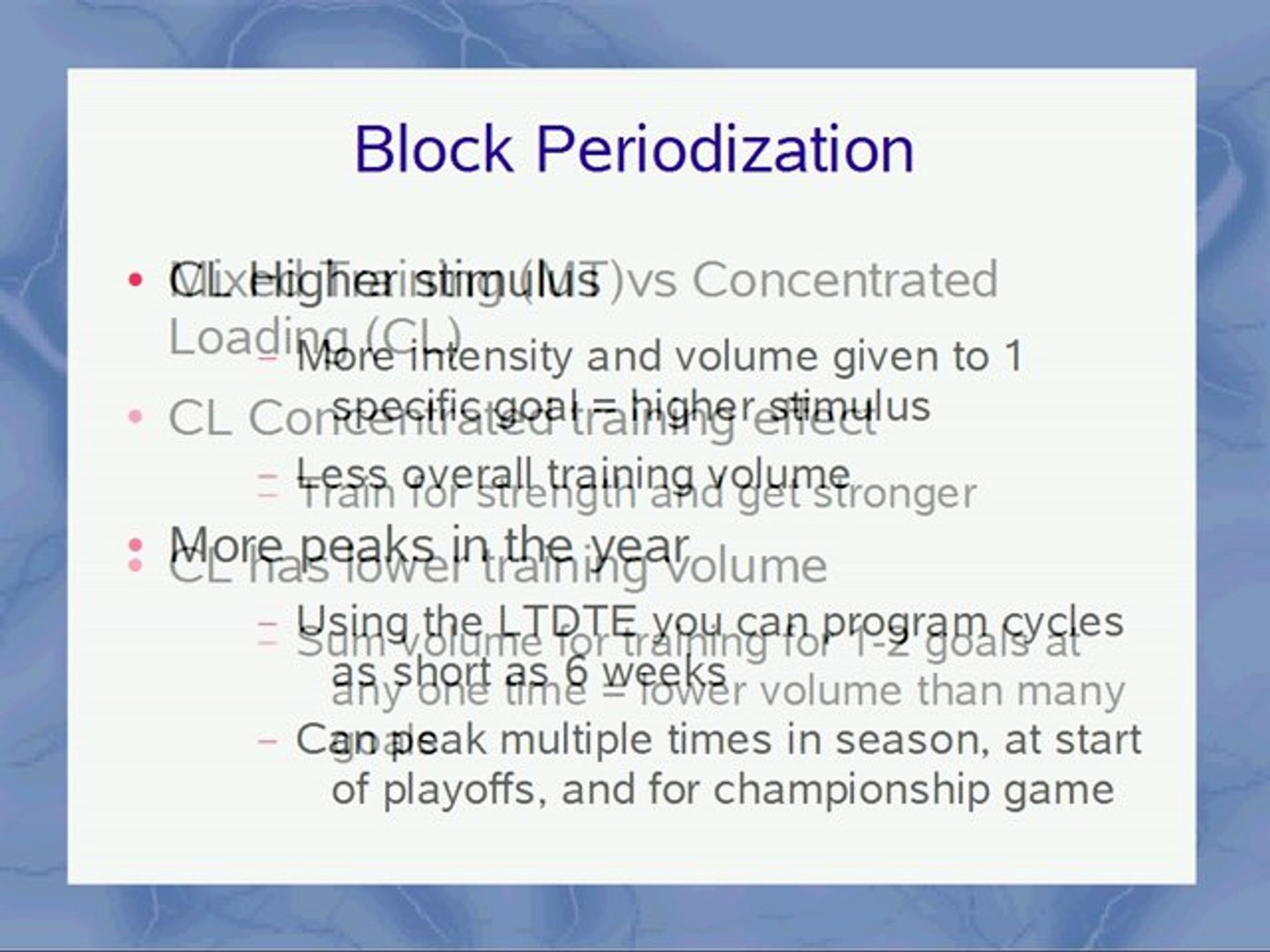 Block Periodization - Concentrated Loading