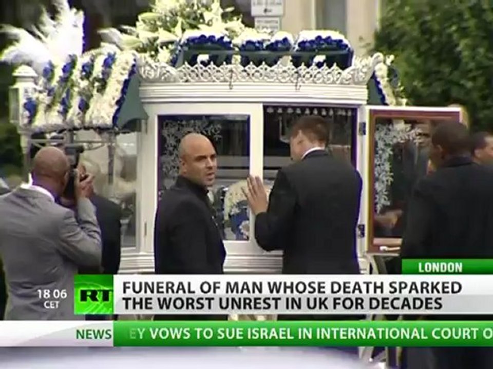 His death sparked London riots but no police at funeral