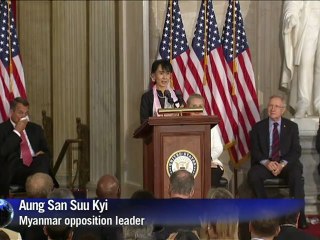 Suu Kyi deeply moved as honored by Congress