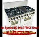 BEST BUY 48 Pro-Style Dual-Fuel Range with 6 Open Burners Vari-Flame Simmer on Front Burners 3.69 cu. ft. Convection Oven Self-Cleaning and Double Sided Grill/Griddle White with Brass