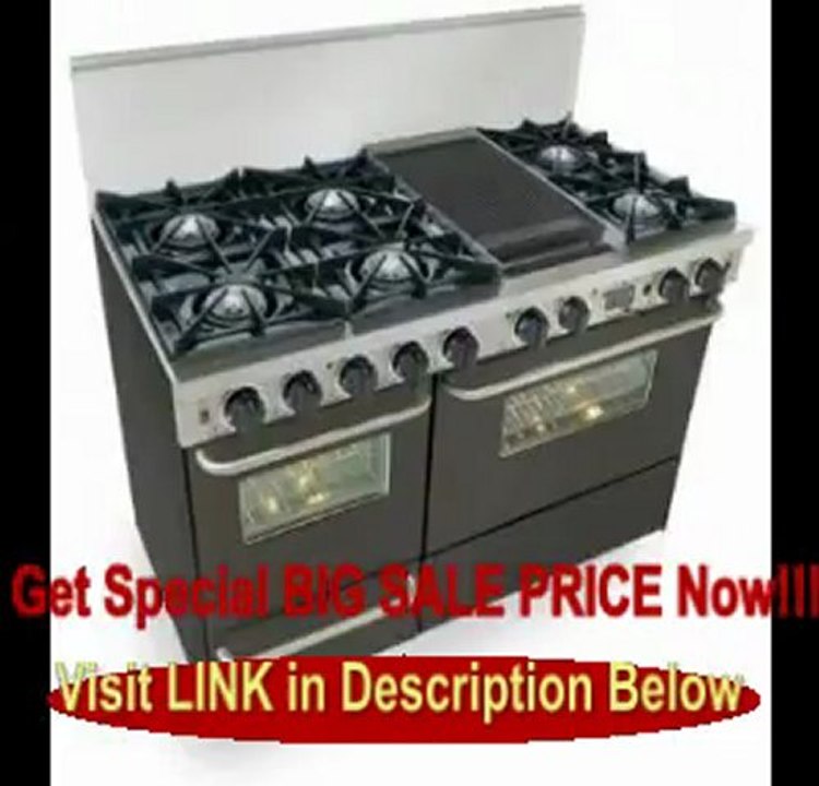 BEST BUY 48 Pro-Style Dual-Fuel Range with 6 Open Burners Vari-Flame Simmer on Front Burners 3.69 cu. ft. Convection Oven Self-Cleaning and Double Sided Grill/Griddle