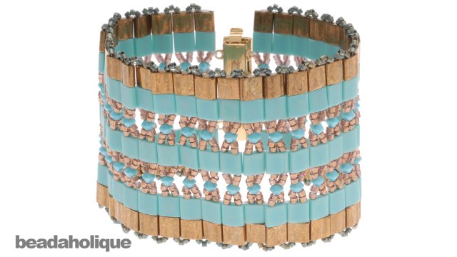 How To Bead Weave a Cuff Bracelet Using Tila Beads