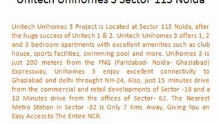 Unihomes 3 Project Sector 113 ?+91 9899303232? Unitech Unihomes 3 _ Unitech Unihomes 3 Price List\\ 9899606065\\ Unitech Unihomes 3 Project is Located at Sector 113 Noida
