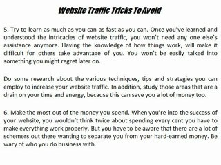 Website Traffic Tricks To Avoid