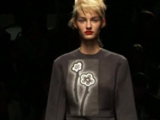 Flowery motifs on kimono-like dresses for Prada in Milan.