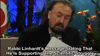 Rabbi Linhart's message stating that he is supporting the scientific struggle carried out against Darwinism