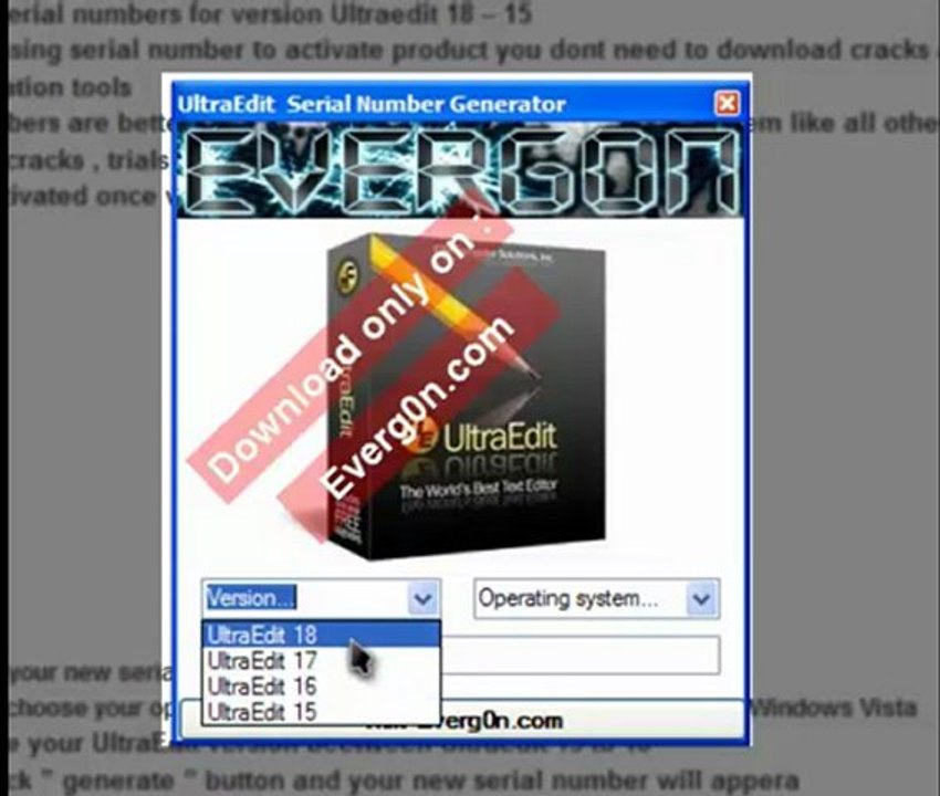 UltraEdit 18 Serial number keygen by Everg0n