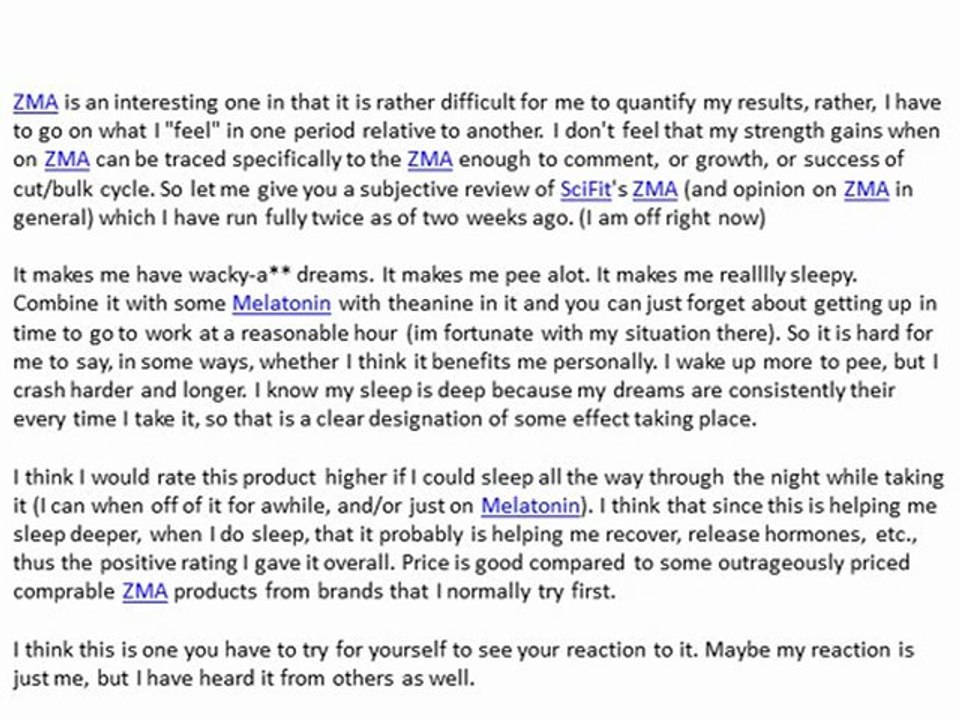 Sci-Fit ZMA Reviews