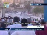 A group of children and teenagers (rebel-kids) assaulting a pro-reforms rally in Qatana-0