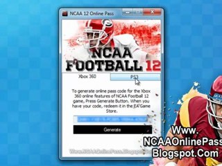 NCAA Football 12 Online Pass Free Giveaway